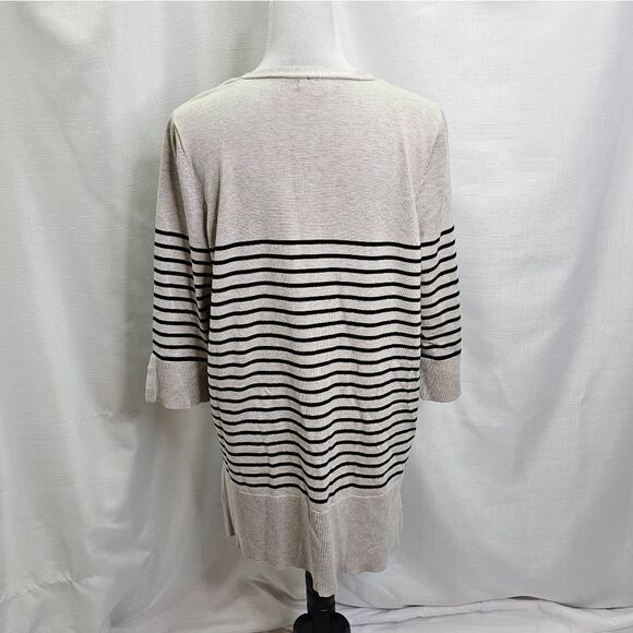 Roz & Ali Cream and Black Striped Cut Out Sweater Size 1X - Picture 9 of 10